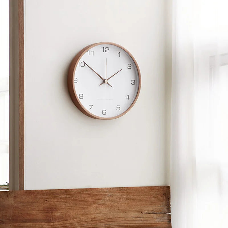 TimberGlow – Reloj de pared de lujo hecho de madera y vidrio con diseño minimalista para un aspecto atemporal