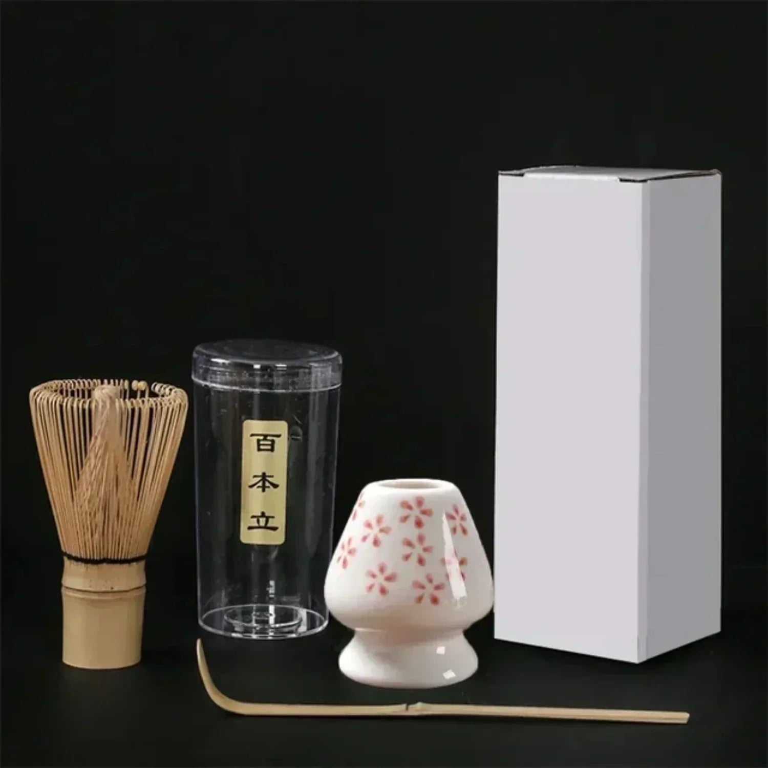 Ensemble d'outils pour cérémonie du thé japonaise – Fouet à matcha élégant, pinceau pour mélanger et support avec 3 cuillères à thé