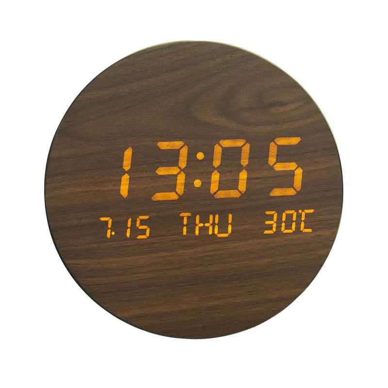EcoChime – Reloj de Escritorio de Madera con Alarma y Pantalla LED