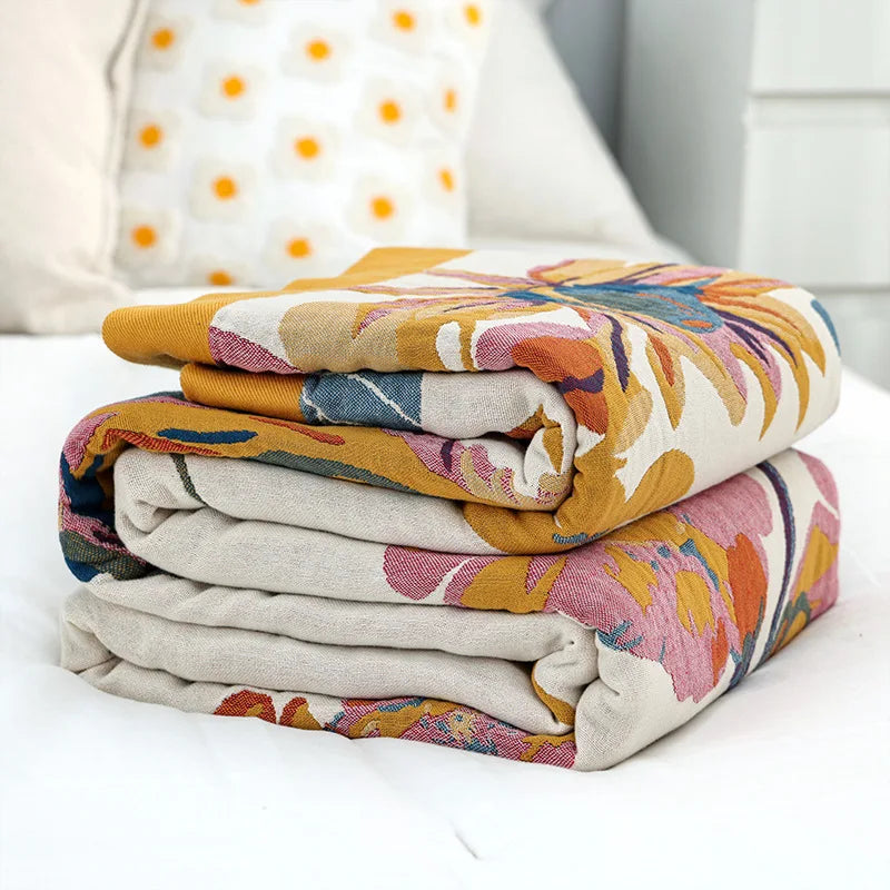 Boho blomsterplaid med elegant sommerfugletapetdesign