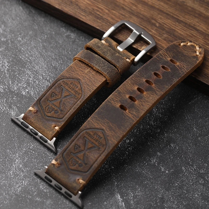 Handgefertigtes echtes Lederarmband aus Rindsleder für die Apple Watch von HeritageBand