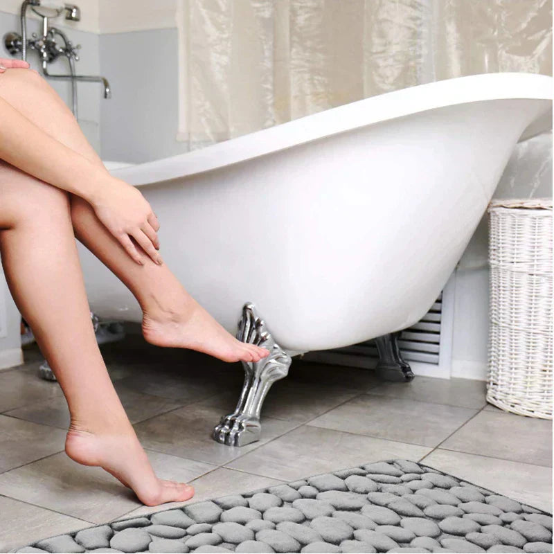 Alfombrilla de baño antideslizante con relieve de adoquines para baño