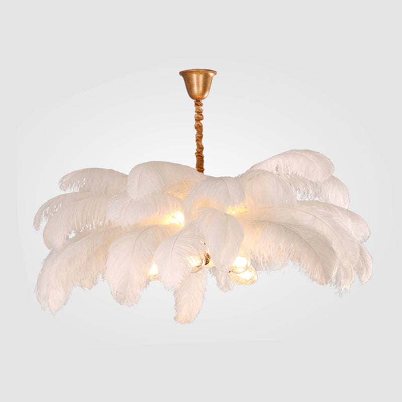 O'Moore nordisk pendellampa, exklusiv design i mässing och fjädrar