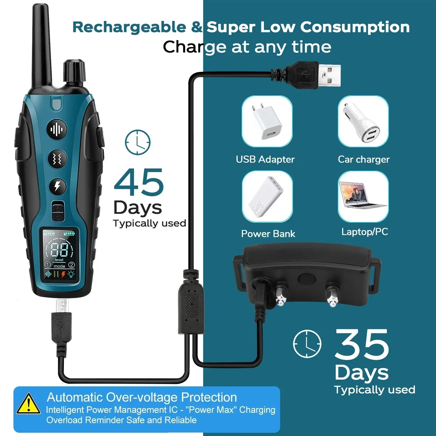 Avancerad hundträningshalsband med ficklampa