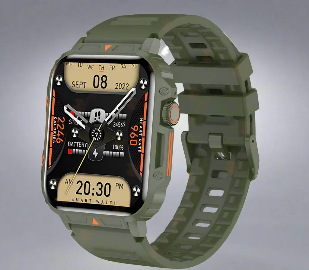 阿波罗 2024 军用智能手表 – 蓝牙通话，健身追踪器及 IP68 防水