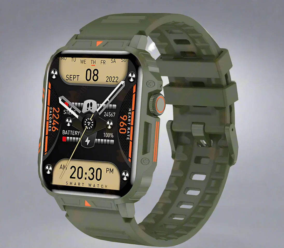 阿波罗 2024 军用智能手表 – 蓝牙通话，健身追踪器及 IP68 防水