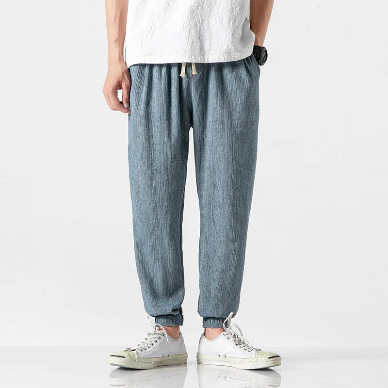 Pantaloni Harem Uomo in Cotone e Lino