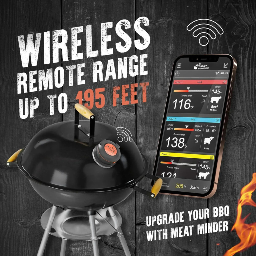Termometro per carne wireless AeroTemp Pro per barbecue con Bluetooth in tempo reale e quattro sonde