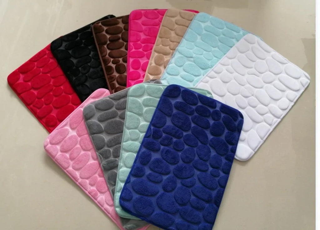 Kavicsember mintás fürdőszobai szőnyeg csúszásgátló hátoldallal memóriahabból