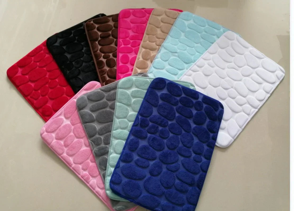 Kavicsember mintás fürdőszobai szőnyeg csúszásgátló hátoldallal memóriahabból