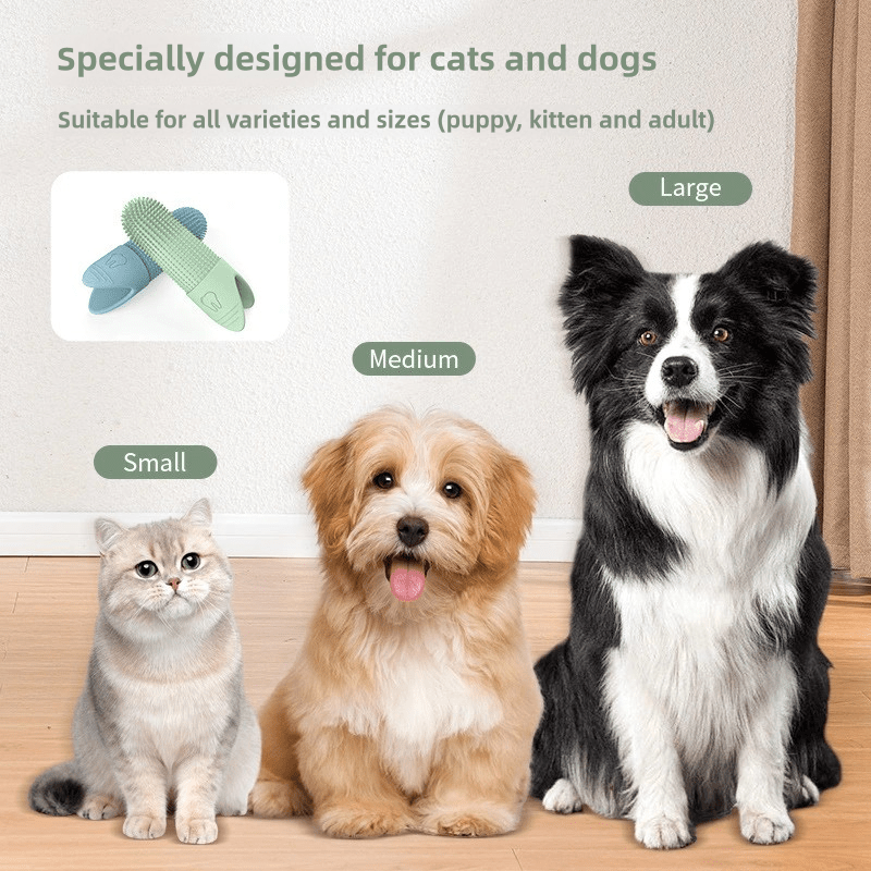 PawBright 360度狗猫指套牙刷，温和呵护宠物口腔健康