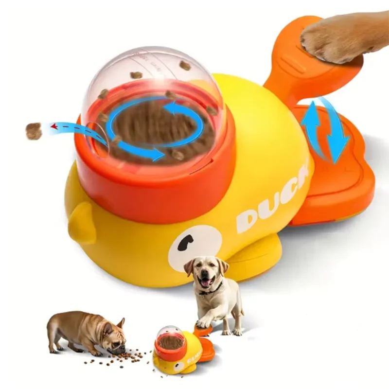Interactive Duck Puzzle Feeder for Dogs & Cats - 3 Food Outlet Sizes - 12-20mm - Yellow