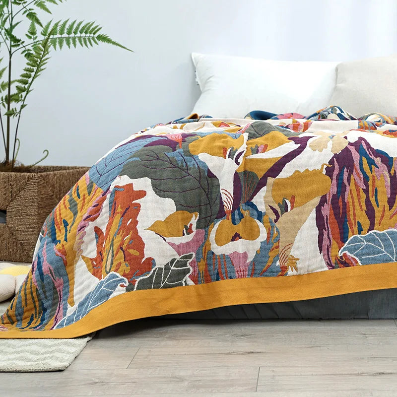 Boho blomsterplaid med elegant sommerfugletapetdesign