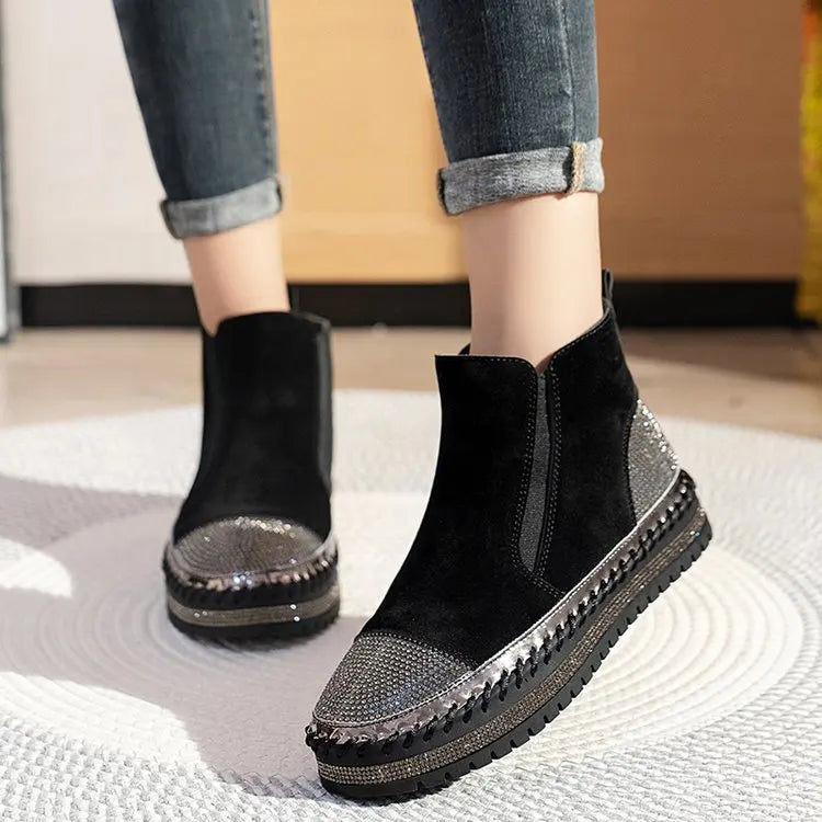 Elegante Chelsea-Plateaustiefel aus Wildleder