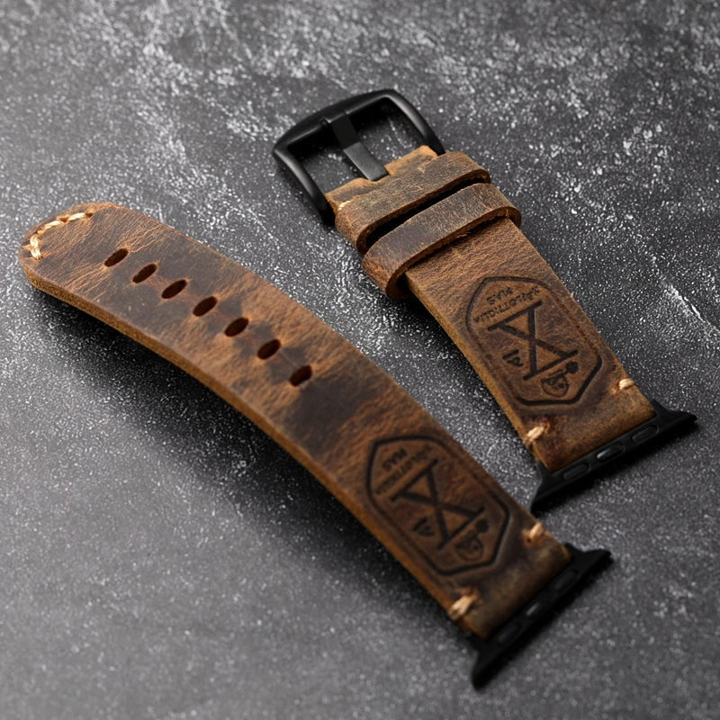 Handgefertigtes echtes Lederarmband aus Rindsleder für die Apple Watch von HeritageBand