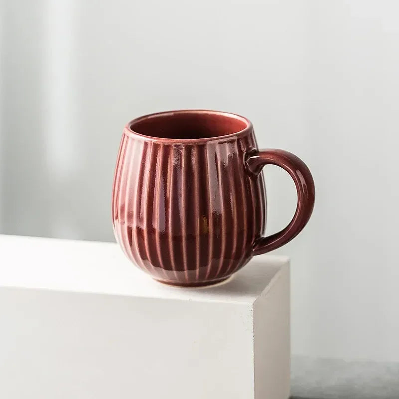Tasse à café en céramique avec glaçure dégradée japonaise – Design élégant style rétro pour la maison et le bureau