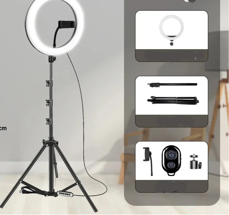 Aro de luz LED para selfies Ava de 10" con trípode – Perfecto para video, fotografía y streaming