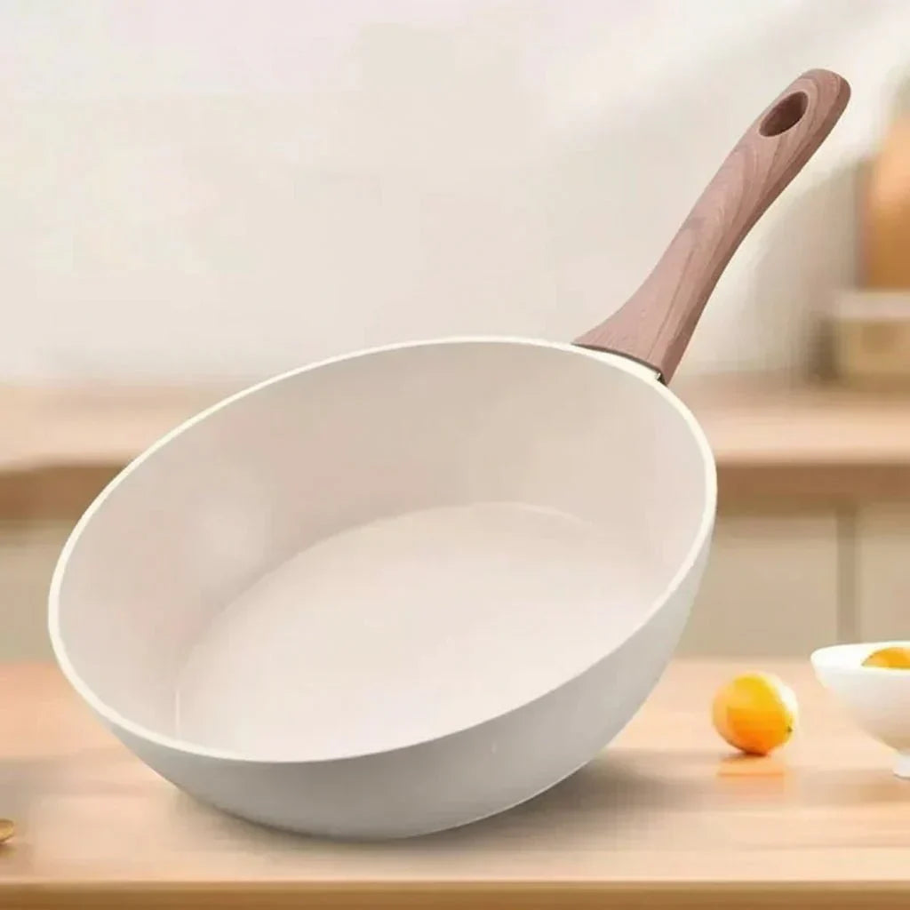 Padella antiaderente profonda TerraStone con rivestimento in pietra minerale per la cucina domestica, compatibile con piani cottura a gas e a induzione