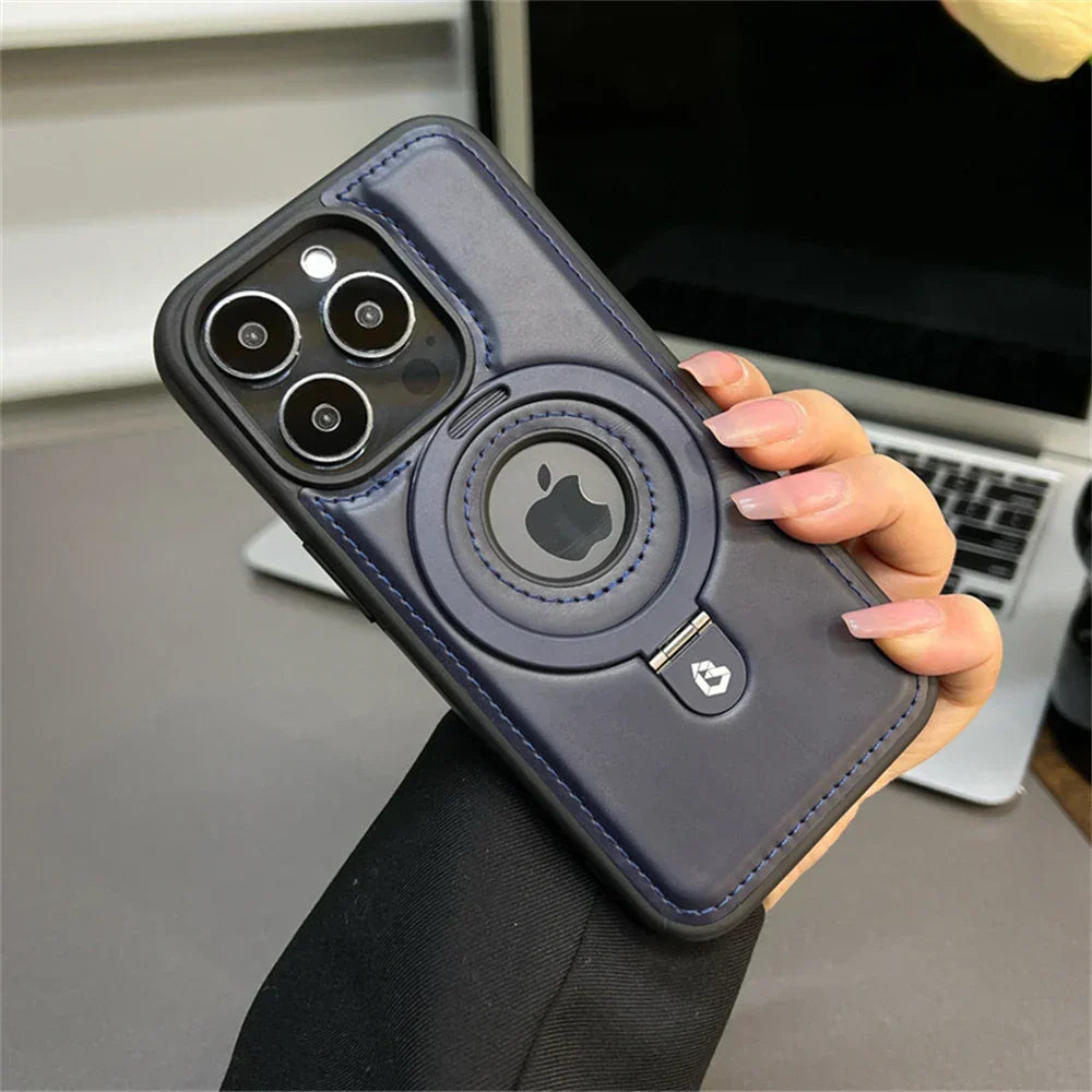 プレミアムレザー MagSafe ケース 折りたたみリングスタンド付き