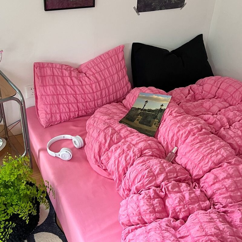 Komplet pościeli Princess Pink z seersuckeru
