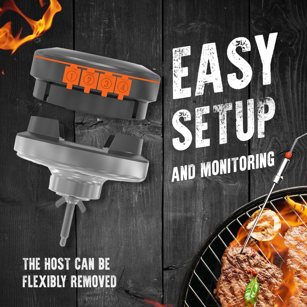 Termometro per carne wireless AeroTemp Pro per barbecue con Bluetooth in tempo reale e quattro sonde