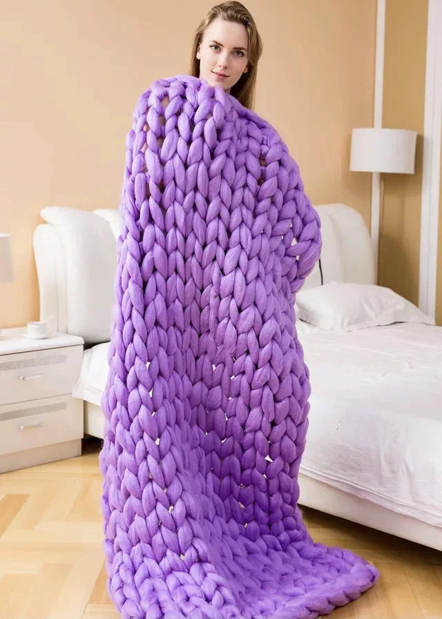 Couverture en laine tricotée épaisse pour chaque pièce, douce et chaude, parfaite pour le canapé et le lit