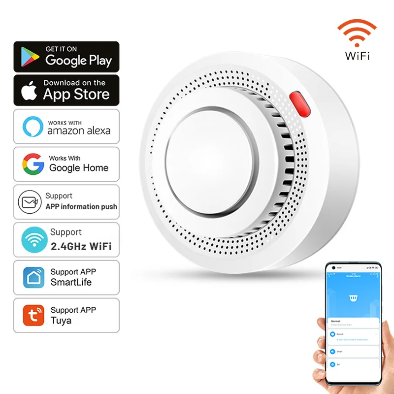 NovaGuard 智能 WiFi 烟雾探测器 火灾报警器 85分贝 SafeSense
