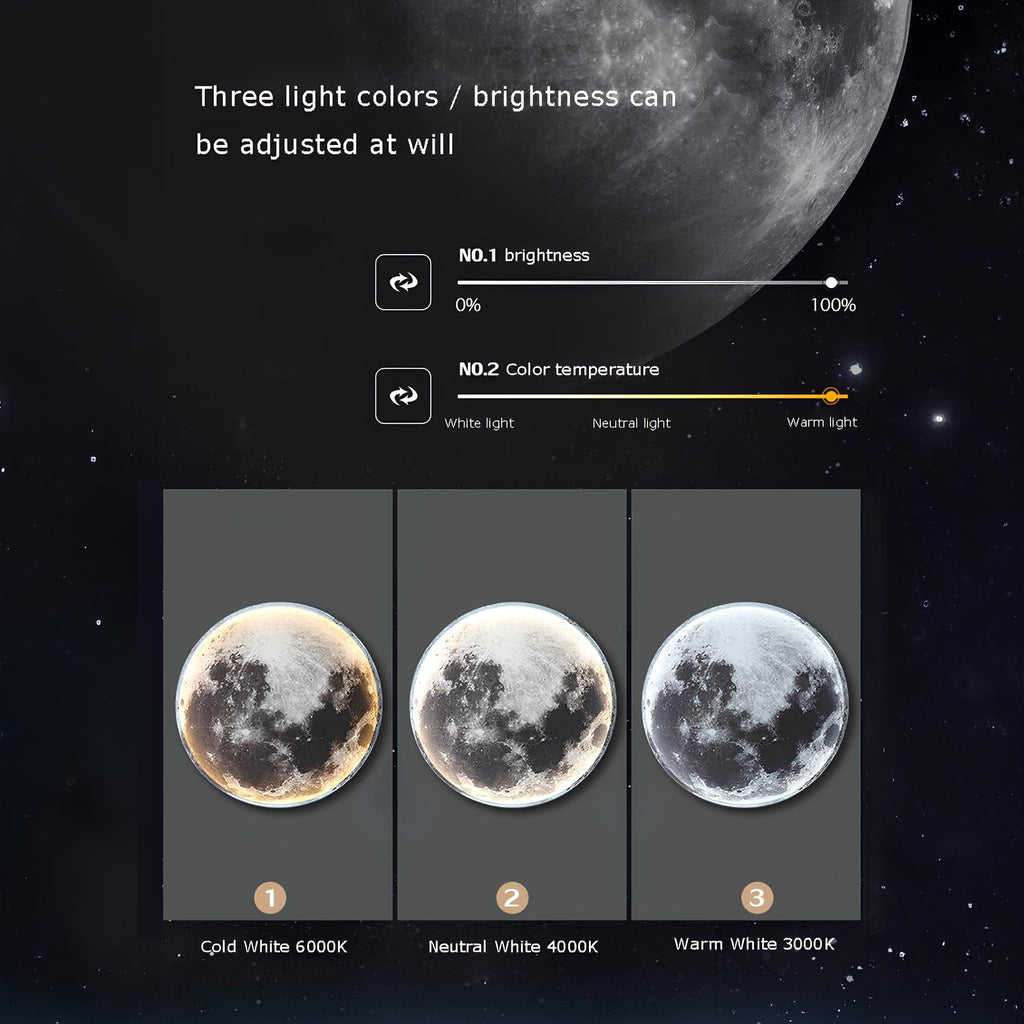 Lampu Bulat Bulan LED Pemasangan Dinding dan Siling, Bilik Tidur, Kanak-Kanak, Ruang Tamu