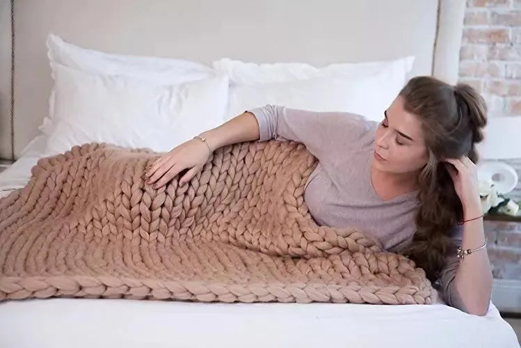 Couverture en laine tricotée épaisse pour chaque pièce, douce et chaude, parfaite pour le canapé et le lit