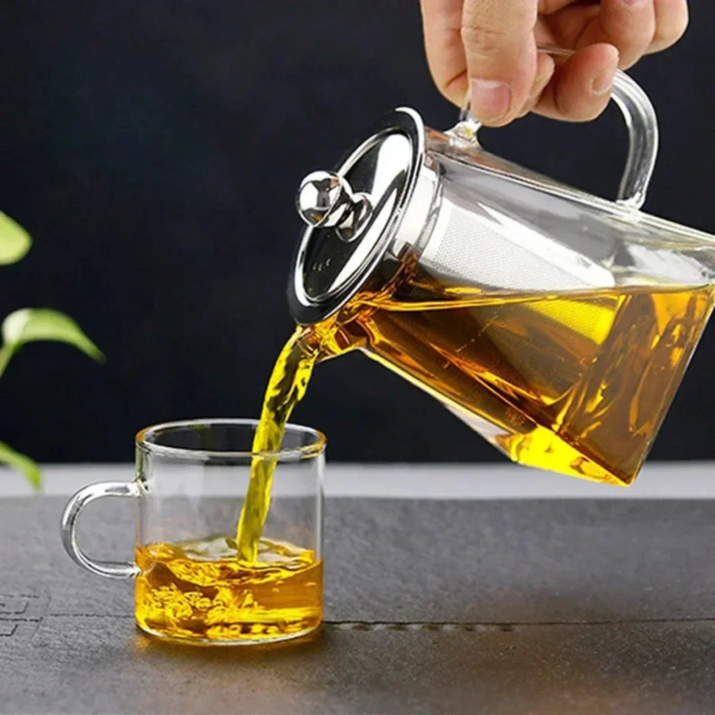 Elegante Glasteekanne und Wasserkocher mit Teesieb – Perfektes Tee-Set zum Aufbrühen für Küche, Esszimmer und Zuhause