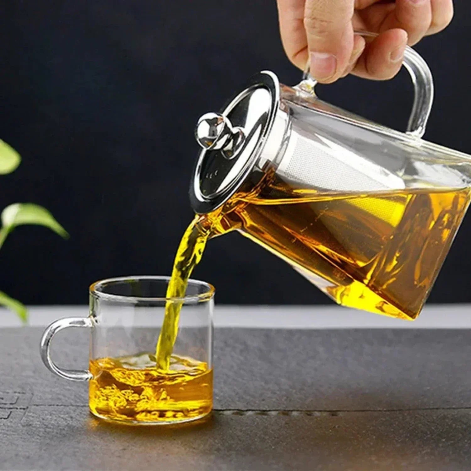 Elegante Glasteekanne und Wasserkocher mit Teesieb – Perfektes Tee-Set zum Aufbrühen für Küche, Esszimmer und Zuhause