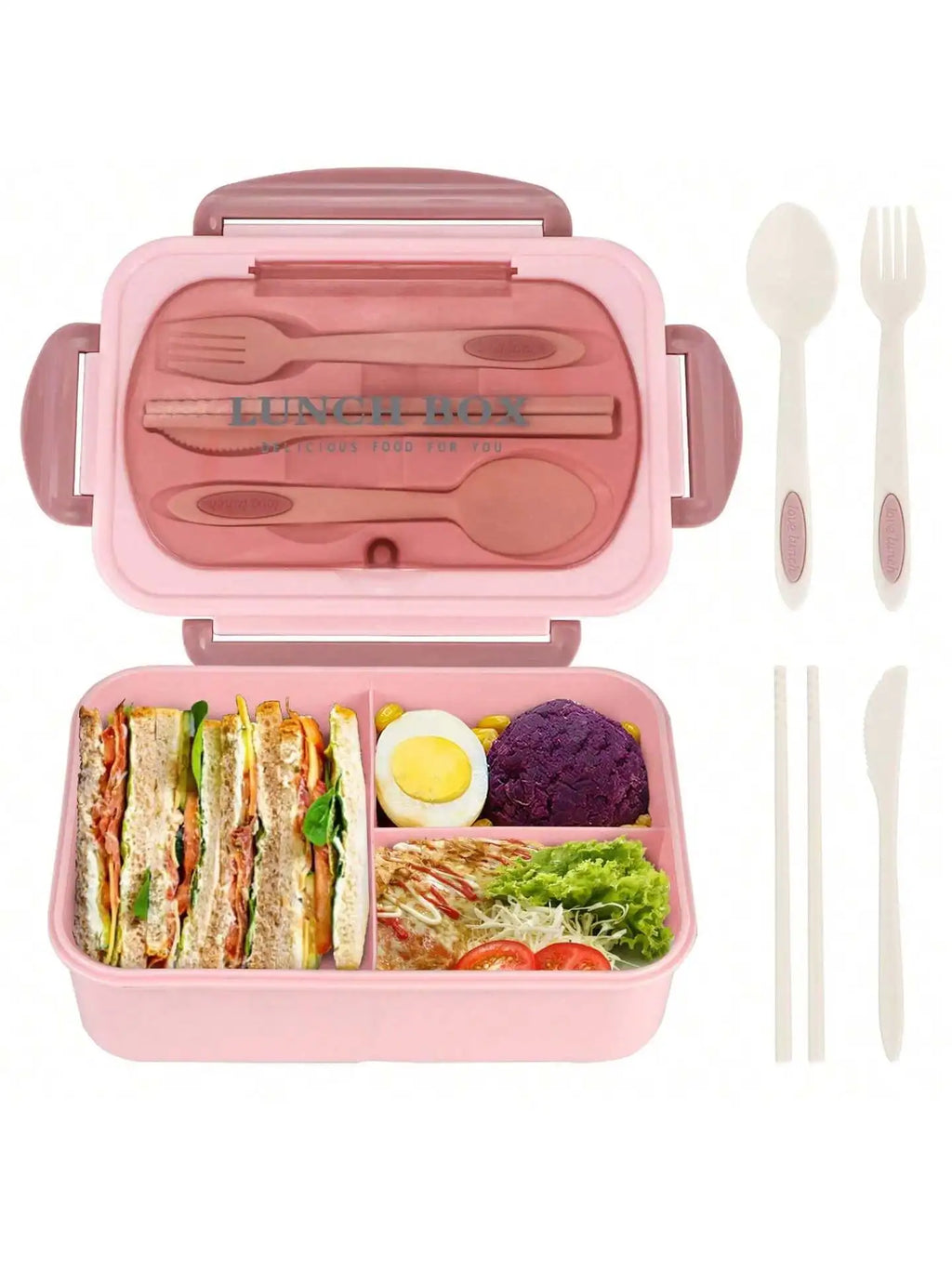 Portapranzo Bento da 1200 ml — 4 scomparti, a tenuta stagna, posate