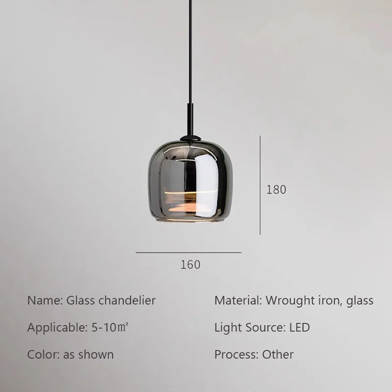 Lustre de Vidro Nova com Luz LED Suspenso Luxo Moderno