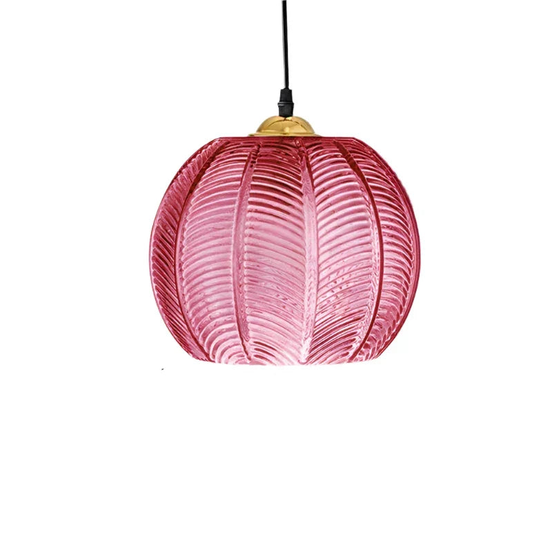 Skleněné závěsné svítidlo se vzorem listů - designová lampa