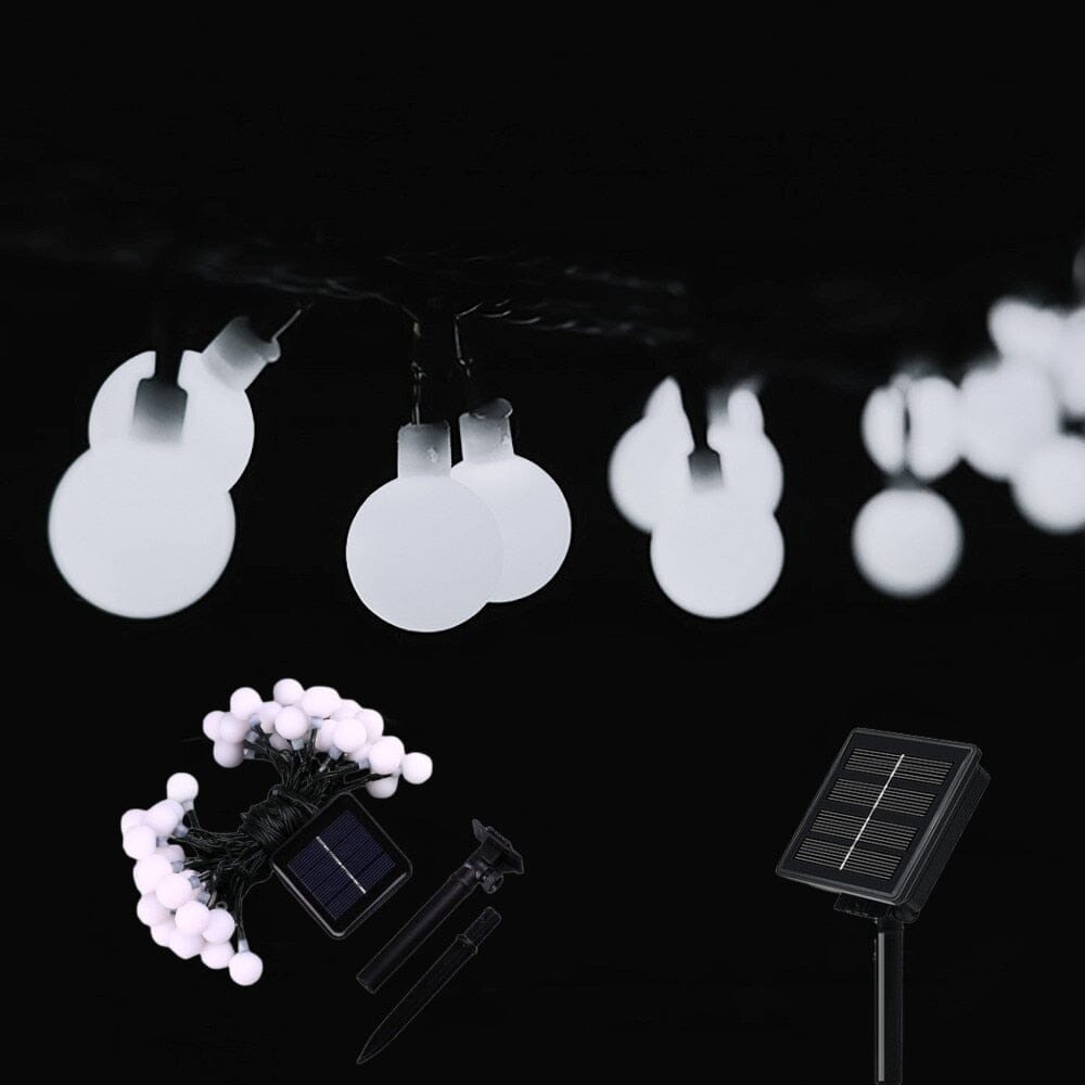 Guirlandes solaires LED rondes féeriques