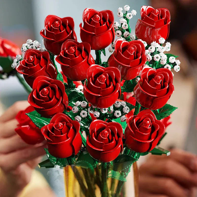 Romantisches Rosenstrauß-Bauset – Kreative Schreibtischdekoration