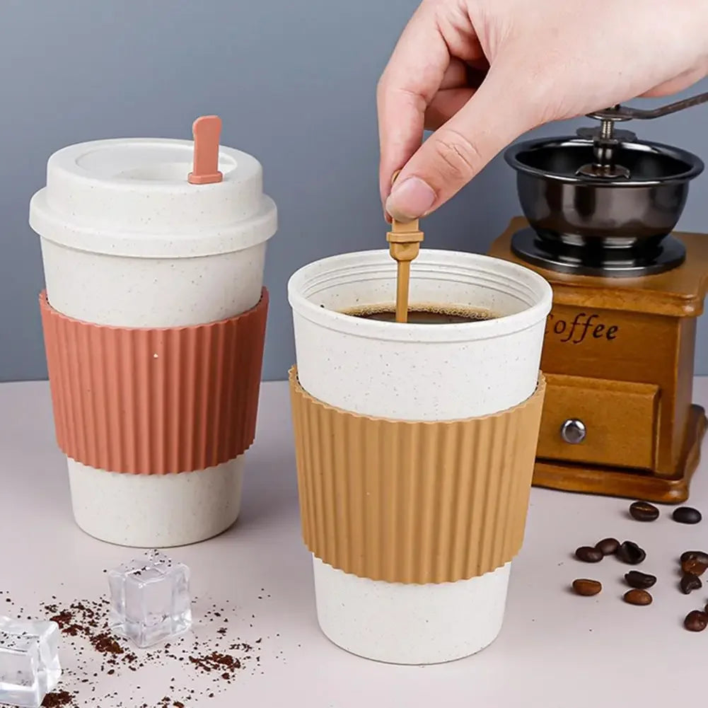Värmetålig mugg med halkskyddande skyddshölje – kaffekopp och mjölkkopp med stor kapacitet och brännskydd