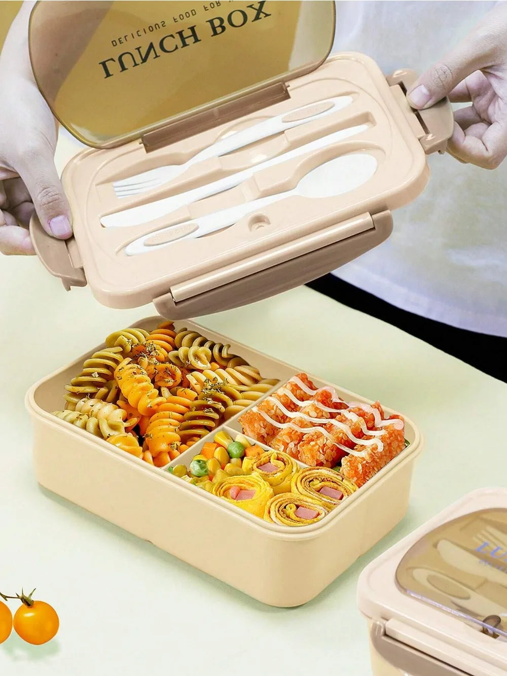 Portapranzo Bento da 1200 ml — 4 scomparti, a tenuta stagna, posate