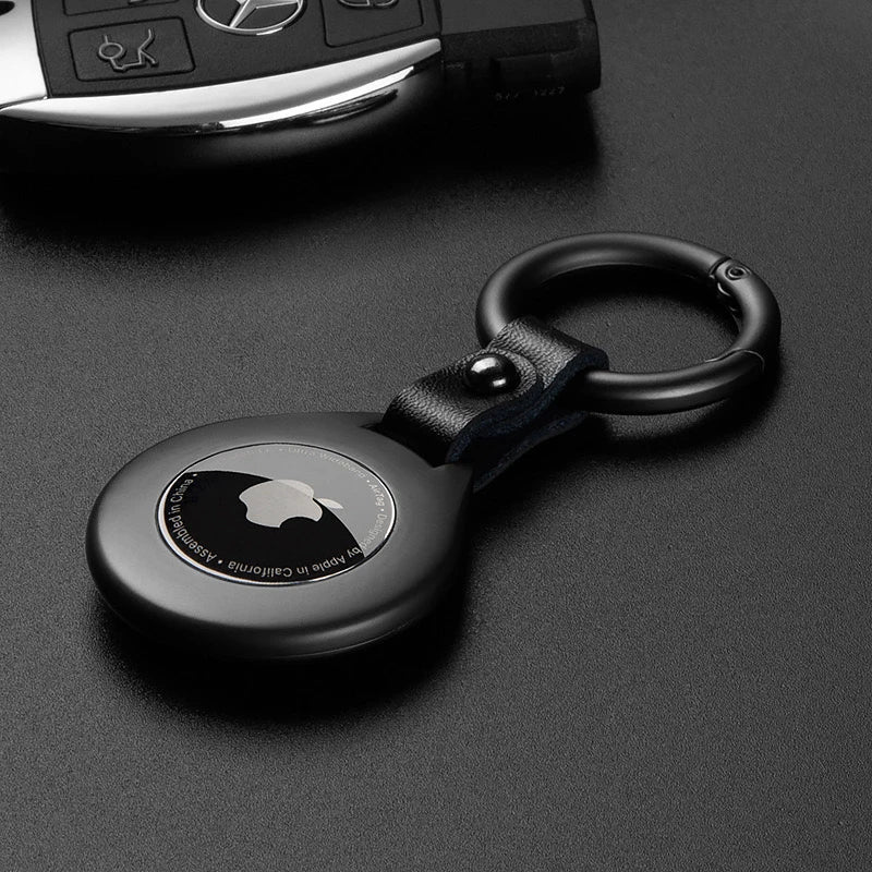 Étui protecteur pendentif en cuir et métal LumenForge pour Apple AirTags