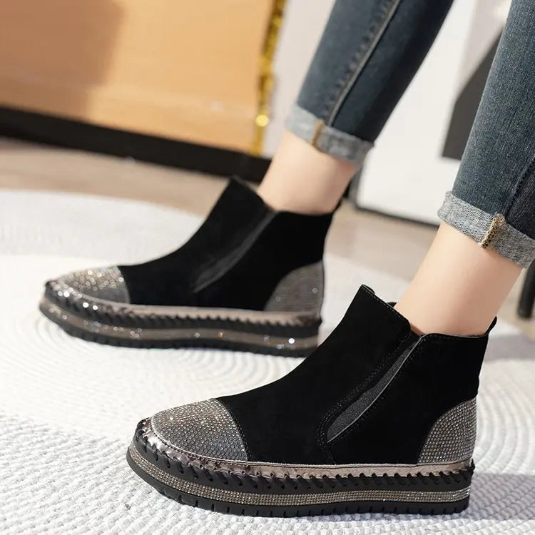 Elegante Chelsea-Plateaustiefel aus Wildleder