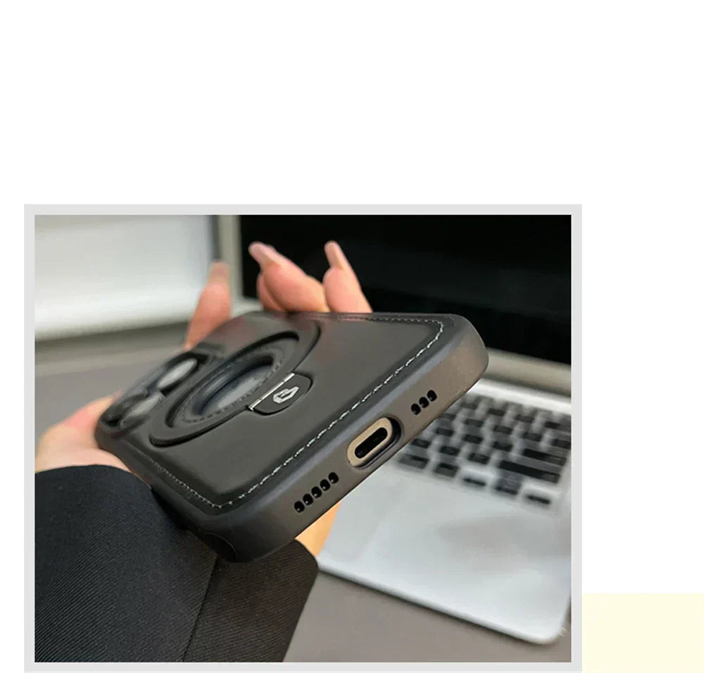 プレミアムレザー MagSafe ケース 折りたたみリングスタンド付き