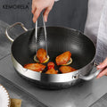Sartén y Olla para Sopa Antiadherente de Acero Inoxidable con Fondo de Panal – 26/28/30CM, Tapa de Vidrio, Compatible con Inducción y Gas
