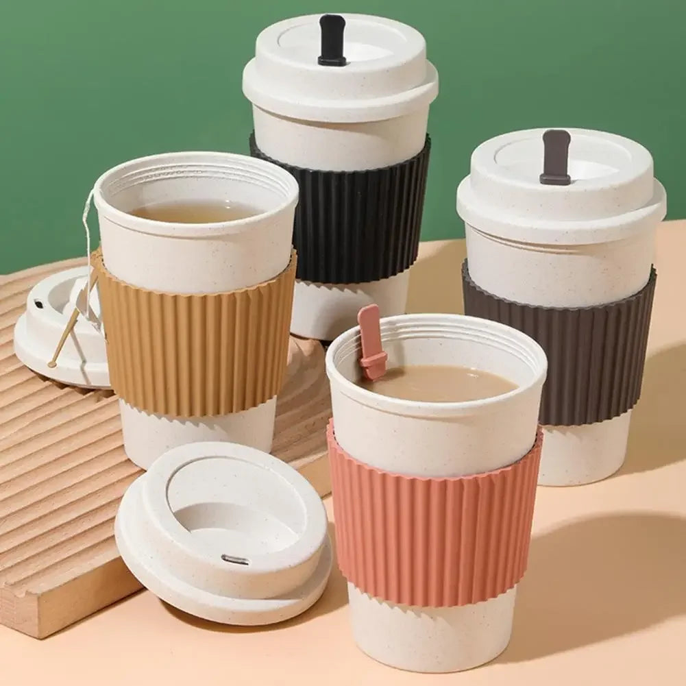 Värmetålig mugg med halkskyddande skyddshölje – kaffekopp och mjölkkopp med stor kapacitet och brännskydd