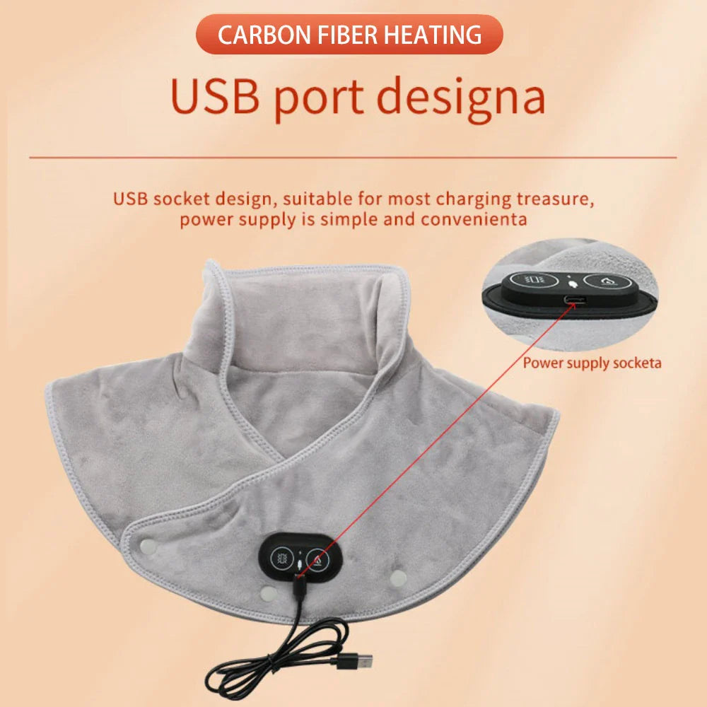 Vyhřívaný masážní přístroj na krk a ramena - USB 5V - 3 nastavení teploty 45-55°C - automatické vypnutí po 30-60 minutách