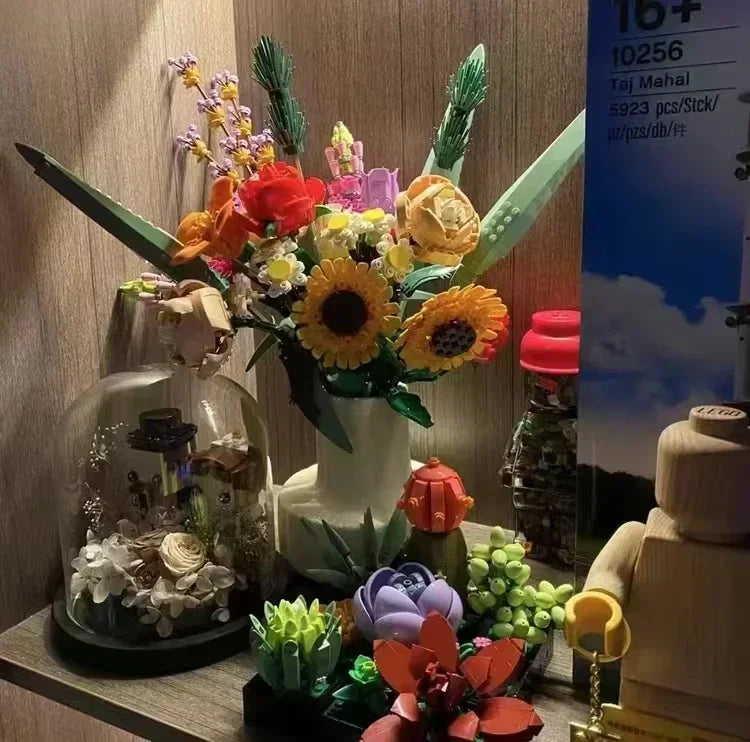 Sara’s Bloom Tee-se-itse kukkakimppu – ruusun ja orkidean rakennuspalikkalahja