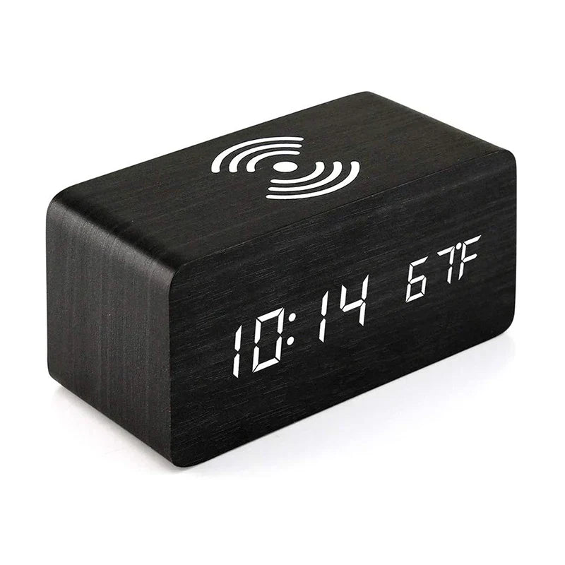 EcoTime – Reloj Despertador de Madera con Pantalla de Temperatura LED