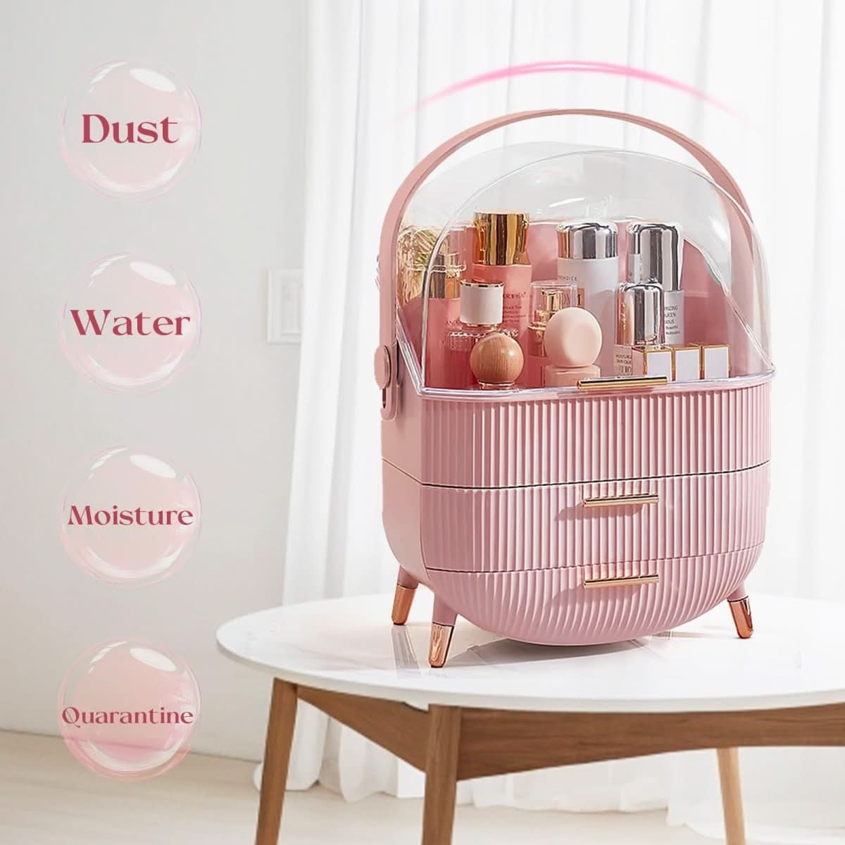 AuraLux Makeup Organizer Box Dustproof and Waterproof with Elegant Design for Women