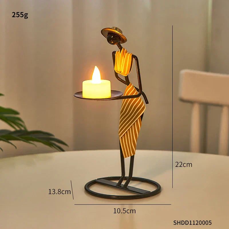 Eloria | Castiçal de Ferro em Forma de Mulher para Decoração Romântica e Luxuosa | Orntli