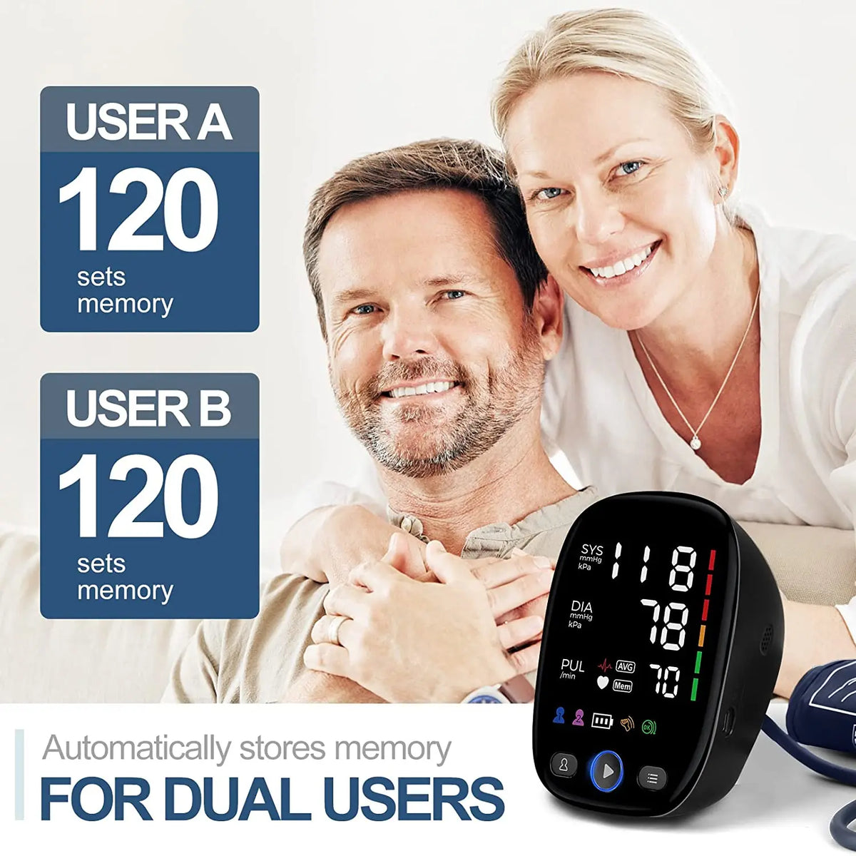 Auto Bp Machine Automatic Blood Pressure Monitor – Upper Arm BP Cuff Machine with LED ...