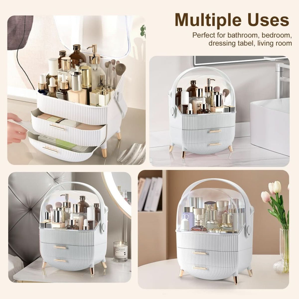 AuraLux Makeup Organizer Box Dustproof and Waterproof with Elegant Design for Women